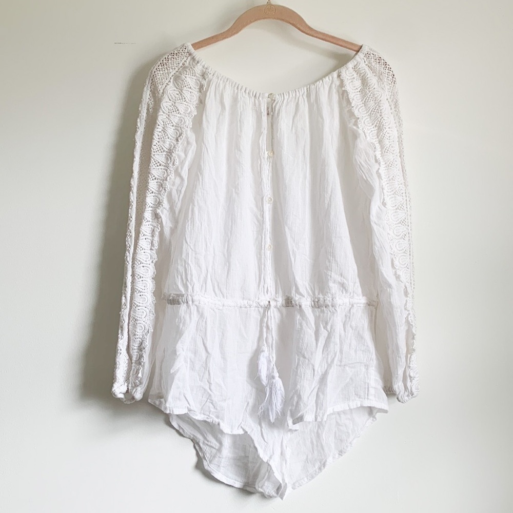 LoveShackFancy White Crochet Romper